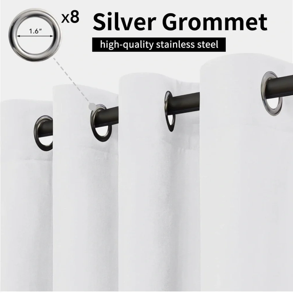 Outdoor Curtains Waterproof Windproof Weatherproof 1 Panel, 54x84 inch, White